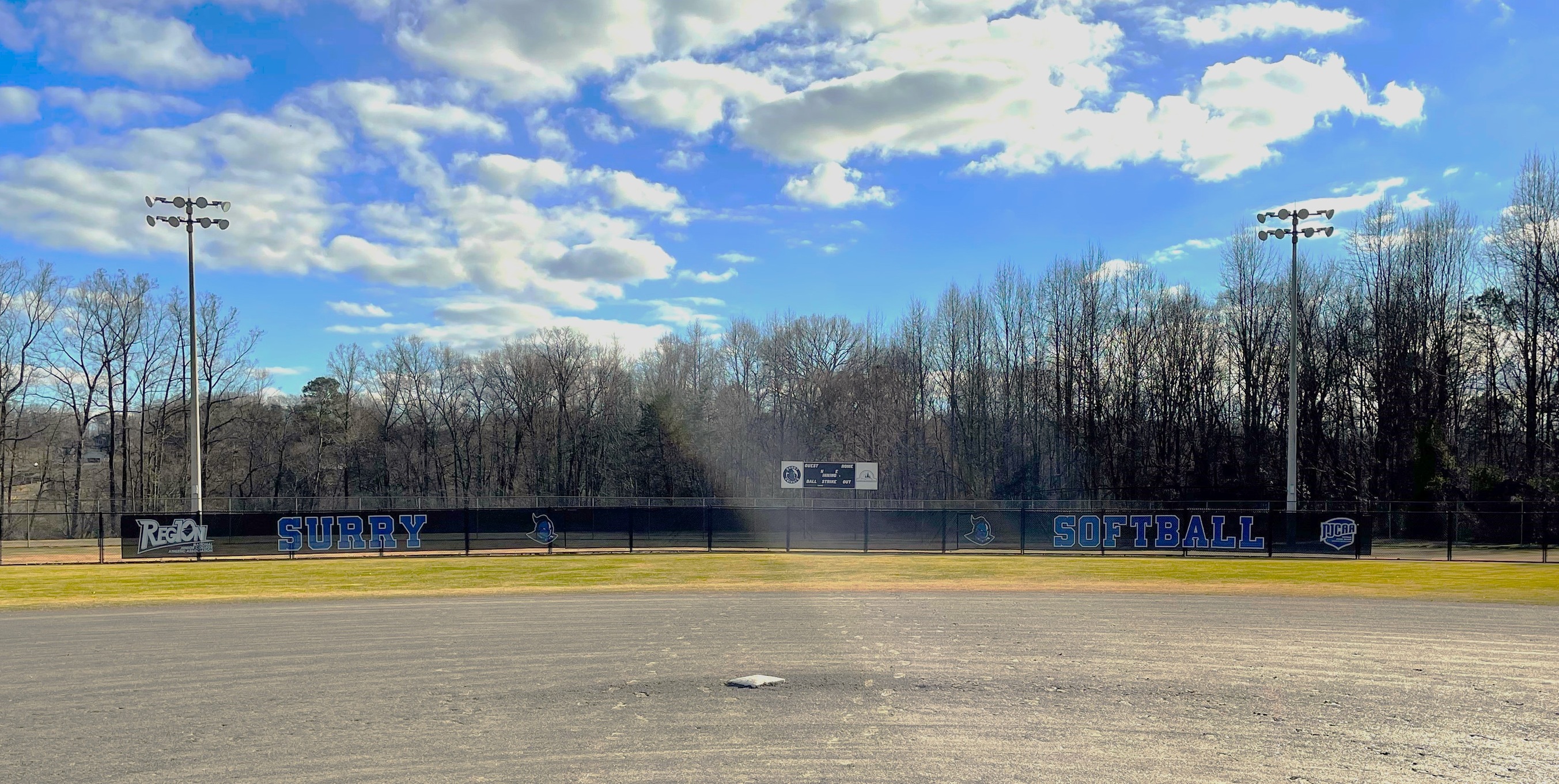 Image shows Surry Knights softball field at Fisher River Park in Dobson, NC.